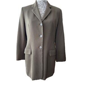 Dark Olive Green 100% Wool Blazer by Jones New York Size 10